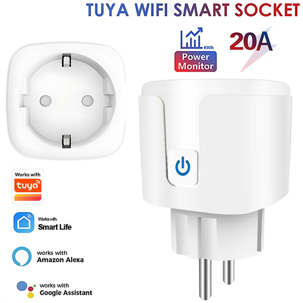 Home Cinema Alexa - Tuya Smart Lifeアプリ対応 Wifiプラグ 20Aスマートソケット EU電力モニター