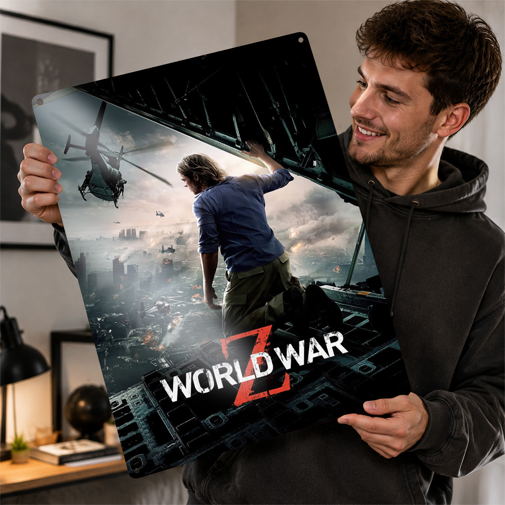 Home Cinema Gifts - ワールド・ウォー・Z映画ポスター シネマウォールアート カスタムレトロメタルティンサイン マンケーブ ホームデコレーション 映画ファンギフト