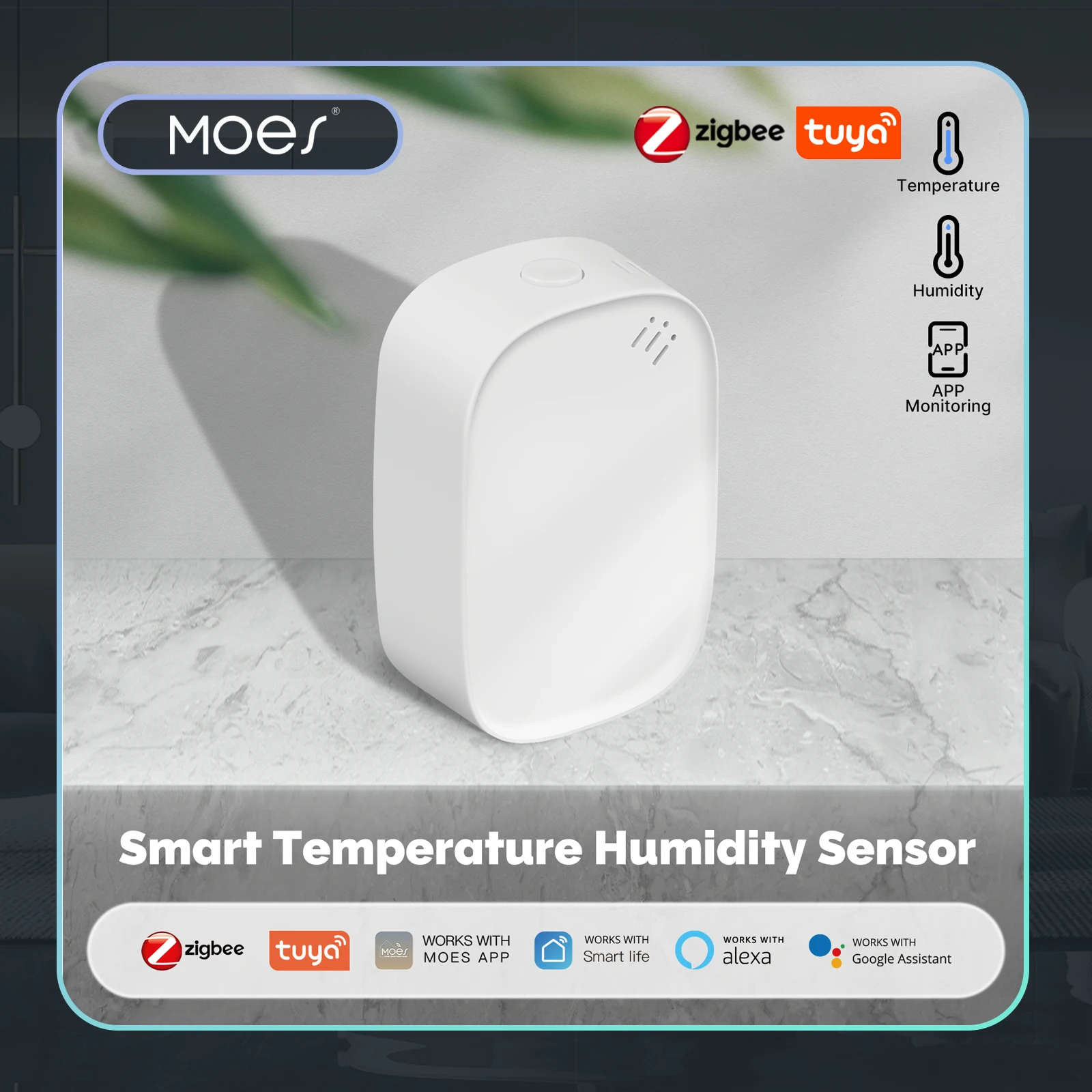 Home Cinema Alexa - MOES Tuya Zigbee スマート温度湿度センサー室内湿度計アプリ監視 Alexa Google