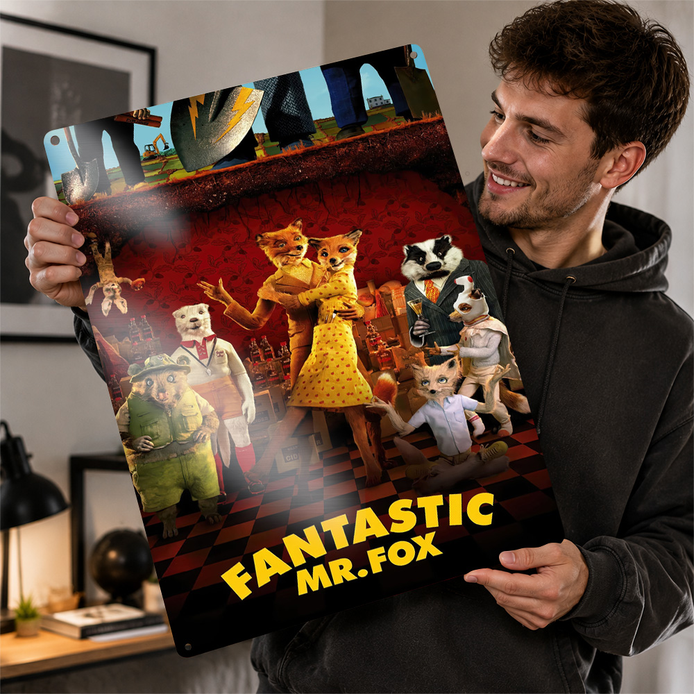 Home Cinema Gifts - 素晴らしいミスター・フォックス映画ポスター、映画館風ウォールアート、カスタムメイドのレトロメタルサイン、男性用ルームデコレーション、映画ファンへのギフト、お部屋の装飾に。
