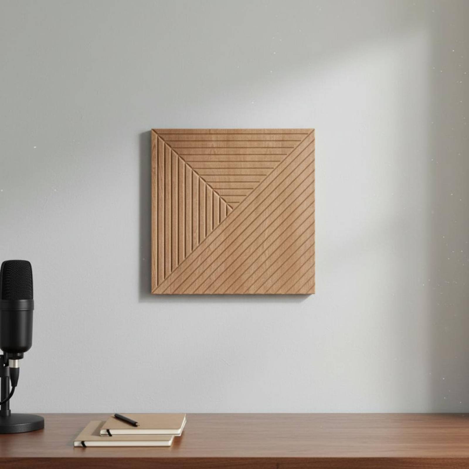 Acoustic Foam Panel - 木目調吸音パネル 残響軽減 立体装飾壁パネル 自己粘着吸音フォーム 耐火性