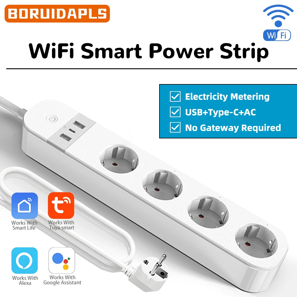Home Cinema Alexa - BORUIDAPLS EUプラグ WiFiスマート電源タップ USBとType-Cポート搭載 Alexa/Google Home対応
