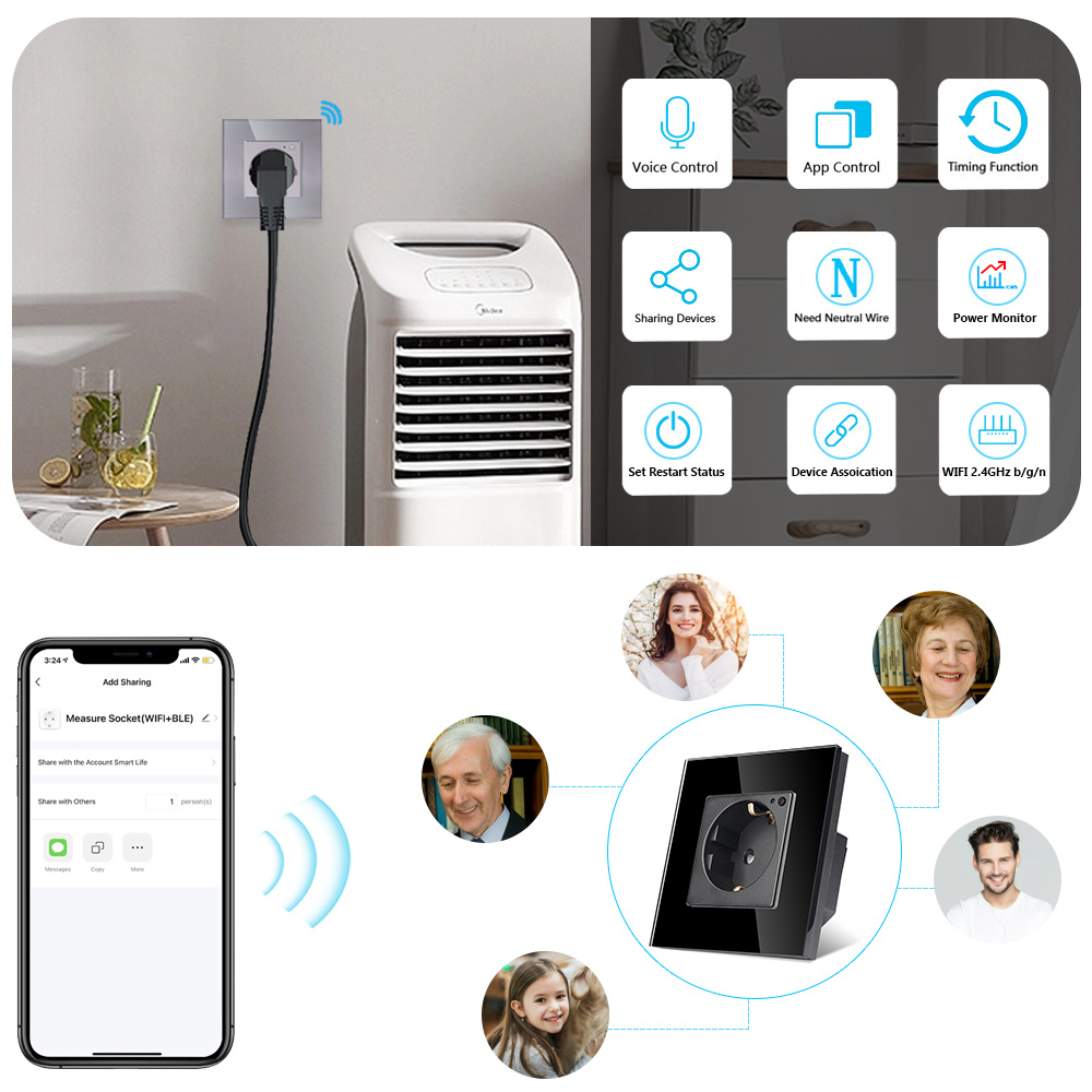 TAWOIA Wifi 壁ソケット EU 標準ガラスフレーム - Home Cinema Alexa のレビューと価格